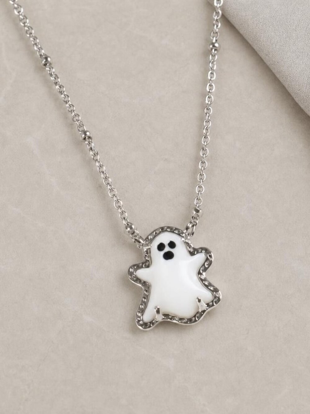 Kendra Scott Ghost Silver Mother-of-Pearl Pendant Necklace - Picture 2 of 2